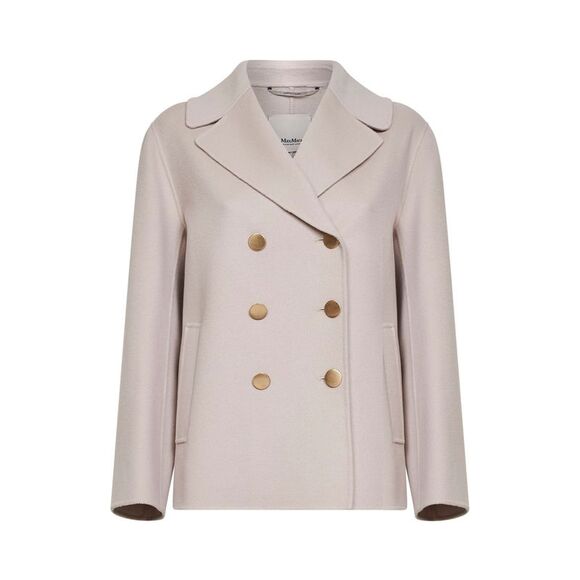 Max Mara S Women Beige Smmmargot Double-Breasted Pea-Style Jacket